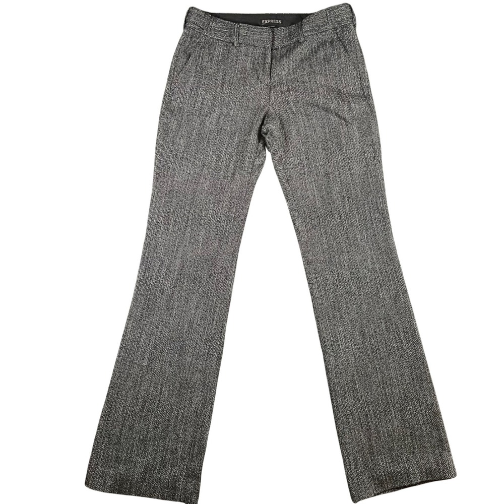 Express Columnist Herringbone Dress‎ Pants Trousers Black White Career Flaw